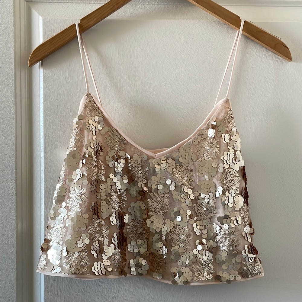 Forever 21 Pink Sequin Crop Camisole
